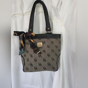 Dooney & Bourke Black/ Gray 1975 Gabriella DB Print Shoulder Bag